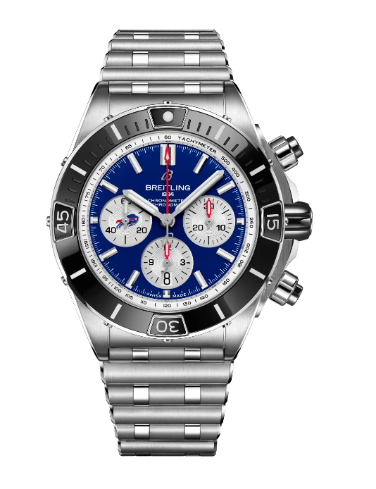 Review Breitling Super Chronomat B01 Chronograph 44 NFL Buffalo Bills Edition Replica watch AB01361C1C4A1